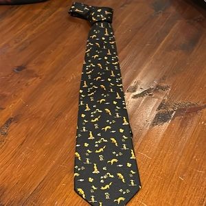 Christian Dior Men’s Vintage necktie Silk with Hounds at Play print circa 1991